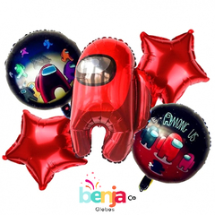 SET DE GLOBOS AMONG US ROJO X5 PIEZAS