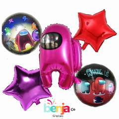 SET DE GLOBOS AMONG US FUCSIA X5 PIEZAS