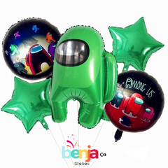 SET DE GLOBOS AMONG US VERDE X5 PIEZAS