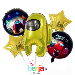 SET DE GLOBOS AMONG US AMARILLO X5 PIEZAS