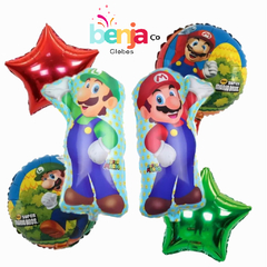 SET DE GLOBOS MARIO-LUIGI X6 PIEZAS