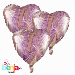 GLOBO CORAZON MARMOLADO LILA 18" (45CM) - comprar online