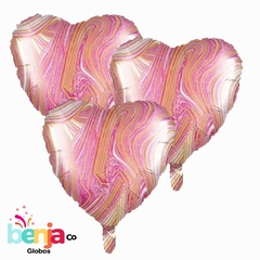 GLOBO CORAZON MARMOLADO ROSA 18" (45CM)