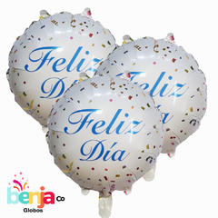 GLOBO FELIZ DIA BLANCO mod 1 45CM