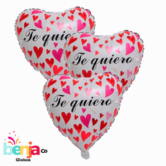 GLOBO CORAZON BLANCO TE QUIERO CON CORAZONCITOS 18" (45CM)