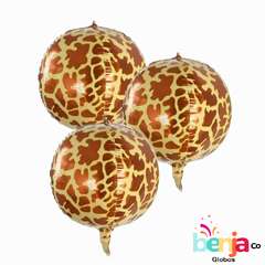 GLOBO ESFERA JIRAFA 4D - ANIMAL PRINT 22"