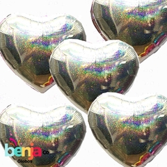 GLOBO CORAZON GLITTER PLATA 18" (45CM)