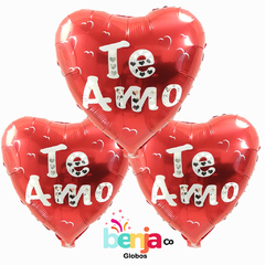 TE AMO CORAZON ROJO LETRAS BLANCAS 18" (45CM)