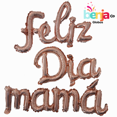 GLOBO FRASE FELIZ DIA MAMA ROSA GOLD