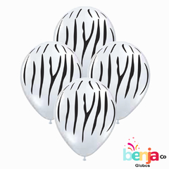 GLOBOS ESTAMPADOS CEBRA BLANCA