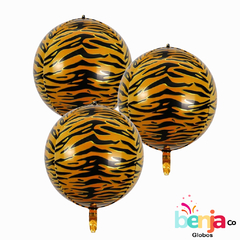 GLOBO ESFERA TIGRE 4D - ANIMAL PRINT 22"