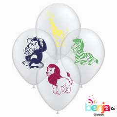 GLOBOS ESTAMPADOS ANIMALES DE SELVA CRISTAL