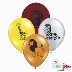 GLOBOS ESTAMPADOS ANIMALES DE SELVA