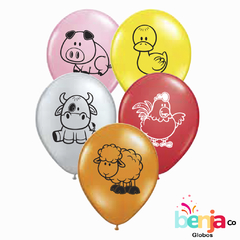 GLOBOS ESTAMPADOS ANIMALES DE GRANJA