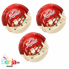 PLATO DE POLIPAPEL 17cm FELIZ NAVIDAD x 6 unidades