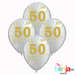 GLOBOS ESTAMPADOS 50 AÑOS BLANCO