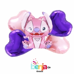 SET DE GLOBOS STICH ROSA X5 PIEZAS