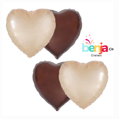 Globo Corazon Marron/Beige 18" (45cm)