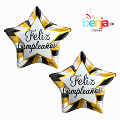 Globo Estrella FC 18" (45cm) - Plata Negro Dorado -