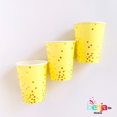 VASO AMARILLO PASTEL LUNAR DORADO X10