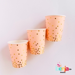 VASO ROSA PASTEL LUNAR DORADO X10