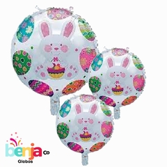 GLOBO CONEJO DE PASCUA PLATA 45CM