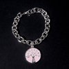 Pulsera D&K Acero Blanco Con Dije Arbol De La Vida Esmaltado Rosa / 1000AV-10