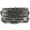 Pack pulsera negra con dije timon cuero eco y alloy / 600PACK-22