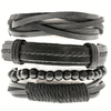 Pack pulsera negra con cuero eco y alloy / 600PACK-4