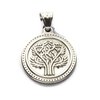 Dije Medalla Arbol De La Vida Borde Facetado Puntos de Acero Quirúrgico 316L, Alt: 3,5 cm Incl, Argolla, / 500AV-44