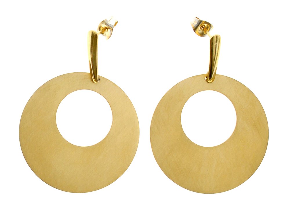 Argollas acero dorado 15mm (Cod 9393) - Alma Mia Joyas