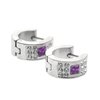 Aros cubanos acero quirurgico con cubics y piedra cuadradra purpura 9 mm D&K / 200CU-69