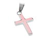Dije acero quirurgico cruz esmaltada rosa 2,5 cm D&K / 500RE-316