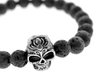 Pulsera piedra volcanica con dije calavera de acero quirurgico D&K / 600HO-46