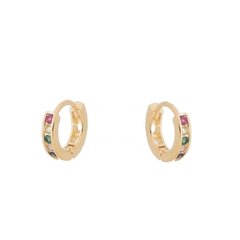 Argolinha P Zircônias Multicolor Banhada a Ouro 18k