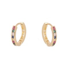 Argolinha M Zircônias Multicolor Banhada a Ouro 18k