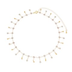 Colar Chocker com Pontinhos de Luz e Gotinhas Banhado a Ouro 18k