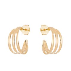 Brinco Argola Aro Triplo Banhado a Ouro 18k