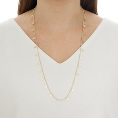 Colar Longo Cruz Bolinhas 70 cm Banhado a Ouro 18k - Daphne Semijoias