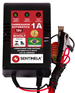 Carregador de Bateria 1A 12v s/ amperímetro - SENTINELA