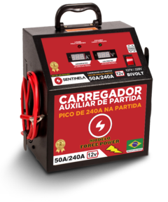 Carregador de Bateria 50A 12v c/ auxiliar de partida mod. MALETA - SENTINELA (cópia)