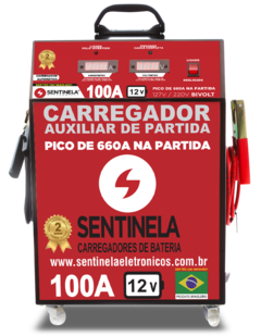 Carregador de Bateria 100A MOD CAV10012 c/ Auxiliar de Partida - SENTINELA