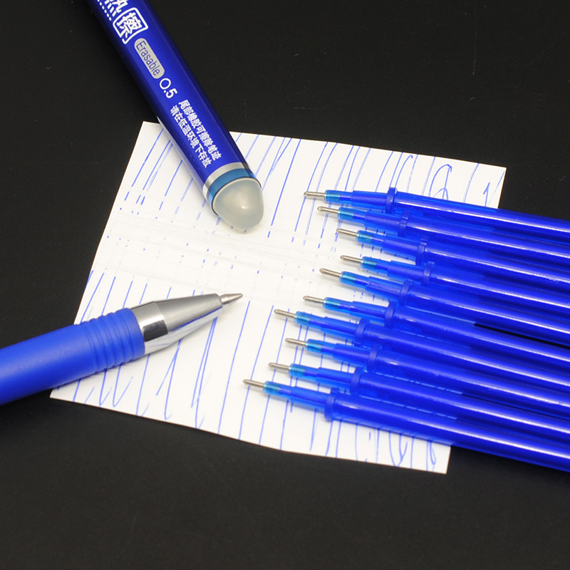  VKTECH Bolígrafo borrable con tinta borrable con 10 repuestos,  suministros de oficina y escuela (escritura azul, cáscara blanca) :  Productos de Oficina
