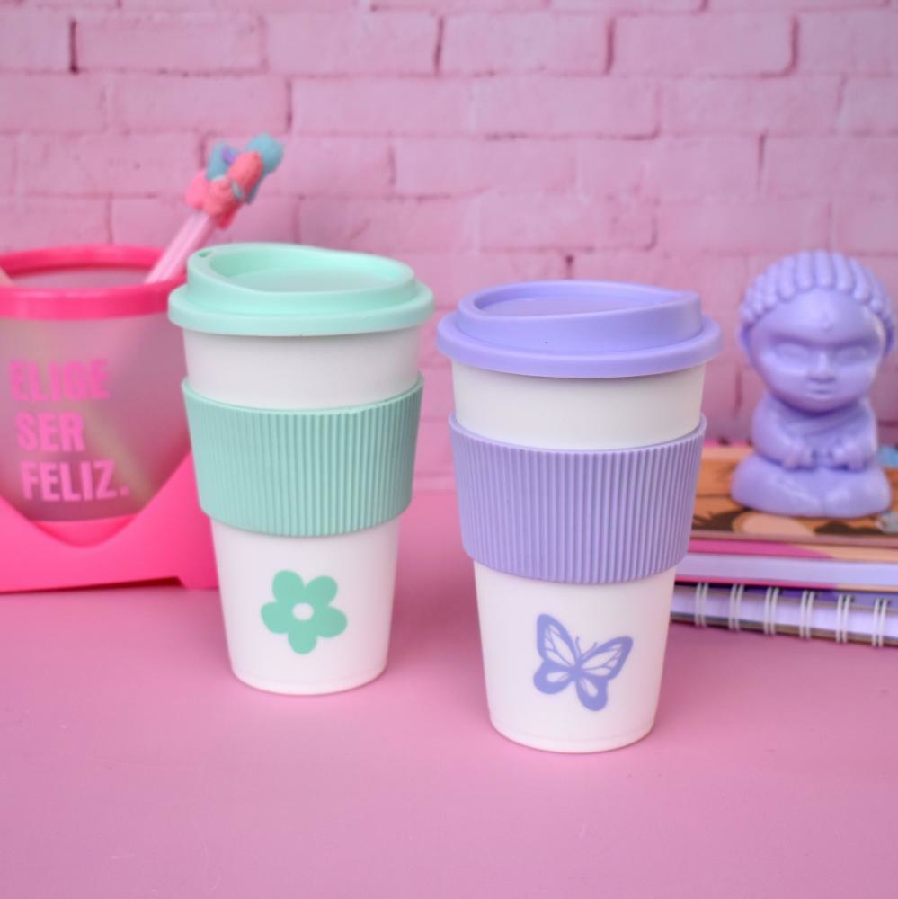 VASO PLASTICO TERMICO CON TAPA SILICONA FUCSIA - Nicobuttons