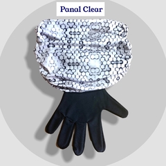 Combo cuello multiuso y guantes. Diseño Panal Clear.