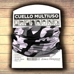 Combo cuello multiuso y guantes. Diseño Camuflado Gris. - comprar online