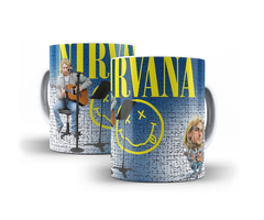Caneca Branca de Cerâmica Nirvana Banda de Rock MOD 08
