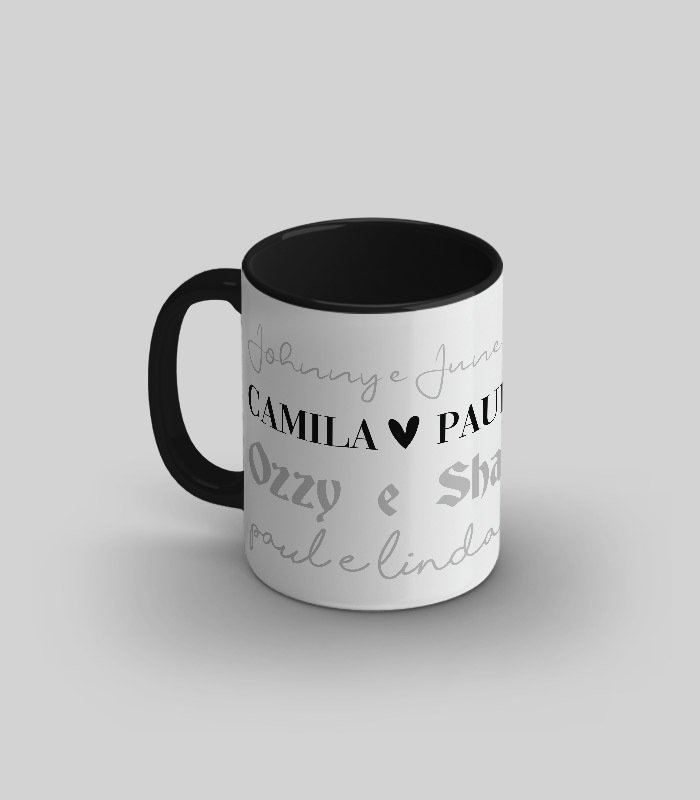 Caneca Preta Personalizada - LGBT com Nome do Casal