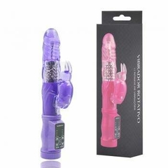 Vibrador Rabbit Rotativo Ponto G com 8 velocidades de rotação, 36 níveis de vibração e oferece rotação de 360°.