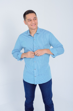 Camisa Micro Xadrez Azul Capri - comprar online